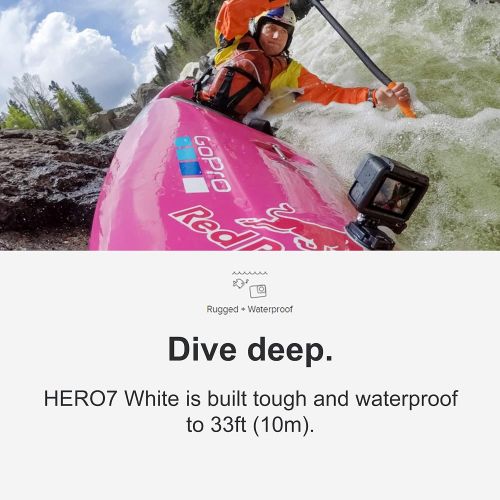 고프로 GoPro HERO7 White - E-Commerce Packaging - Waterproof Digital Action Camera with Touch Screen 4K HD Video 10MP Photos Live Streaming Stabilization