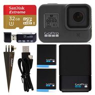GoPro HERO8 Black Action Camcorder Bundle + GoPro Dual Battery Charger + 2 Batteries + Sandisk Extreme 32GB MicroSDHC Memory Card + Top Value Accessories!