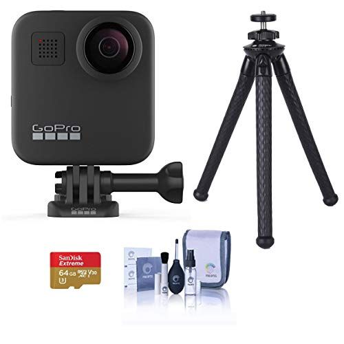 고프로 GoPro MAX 360 Action Camera - Bundle with 64GB MicroSDXC Card, FotoPro UFO 2 Flexible Tripod, Cleaning Kit