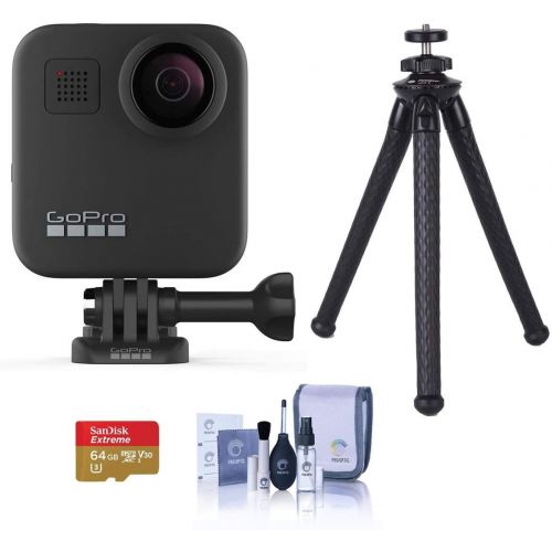 고프로 GoPro MAX 360 Action Camera - Bundle with 64GB MicroSDXC Card, FotoPro UFO 2 Flexible Tripod, Cleaning Kit