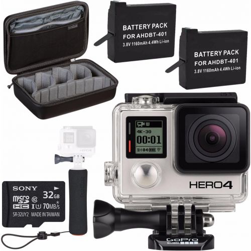 고프로 GoPro HERO4 Black + Rechargeable Battery + The Handler + Sony 32GB microSDHC Card + Case for GoPro HERO4 and GoPro Accessories Bundle