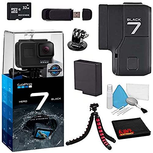 고프로 GoPro HERO7 Hero 7 Waterproof Digital Action Camera with 32GB Card + Tripod Standard Bundle (Black)