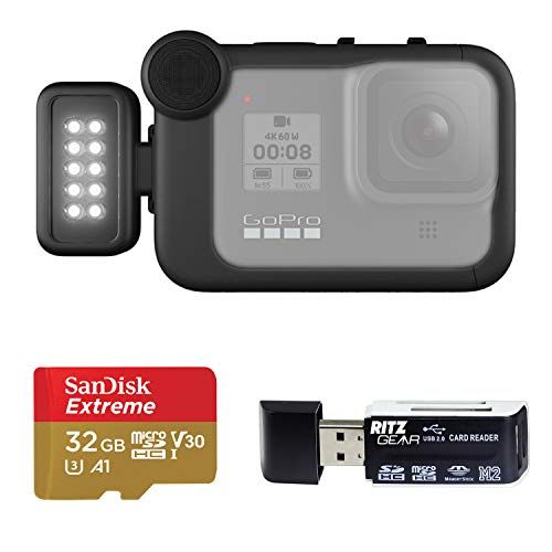 고프로 GoPro Media Mod, + GoPro Light Mod, + Sandisk Extreme 32GB MicroSDHC Card and Memory Card Reader, (ALTSC-001) (AJFMD-001) Official GoPro Accessory’s for the HERO8…