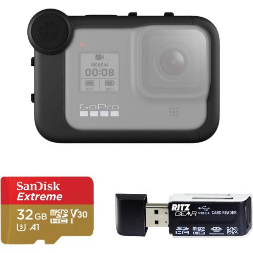 고프로 GoPro Media Mod, (HERO8 Black) - Official GoPro Accessory (AJFMD-001) + Sandisk Extreme 32GB MicroSDHC Card and Memory Card Reader,