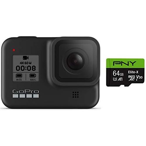고프로 GoPro HERO8 Black + PNY Elite-X 64GB U3 microSDHC Card (Bundle)