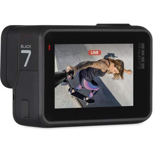 고프로 GoPro HERO7 Black - Waterproof Action Camera with Touch Screen, 4K HD Video, 12MP, Live Streaming and Stabilization - with 64GB Card and 50 Piece Accessory Kit - Ecommerce Packagin