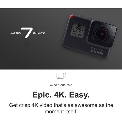 고프로 GoPro HERO7 Black + Extra Battery - E-Commerce Packaging - Waterproof Digital Action Camera with Touch Screen 4K HD Video 12MP Photos Live Streaming Stabilization