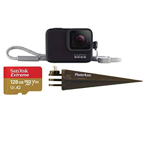 고프로 GoPro Sleeve + Lanyard [Black] + SanDisk 128GB Extreme UHS-I microSDXC Memory Card with SD Adapter + Brown Spike Mount for GoPro