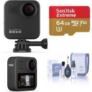 GoPro MAX Waterproof 360 Camera + Hero Style Video with Touch Screen, Spherical 5.6K30 UHD Video 16.6MP 360 Photos 1080p Live Streaming Basic Bundle with 64GB microSD Card, Cleanin