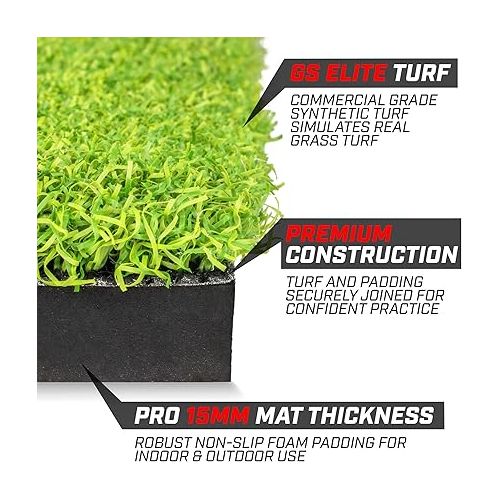  GoSports Golf Hitting Mats - Artificial Turf Training Mat for Indoor/Outdoor Swing Practice, Includes 3 Rubber Tees - Choose Your Style