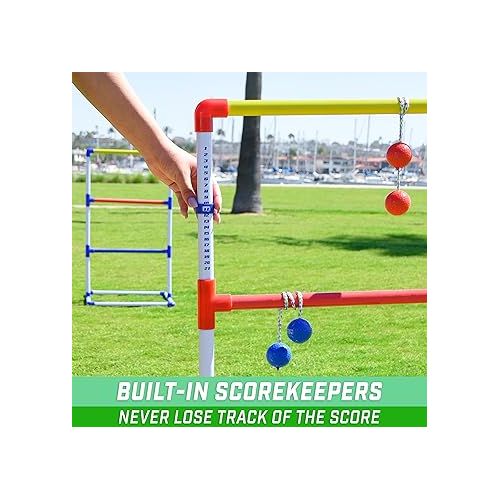  GoSports Premium Ladder Toss Outdoor Game Set with 6 Bolo Balls, Travel Carrying Case and Score Trackers - Choose Between Standard and Giant Size Sets