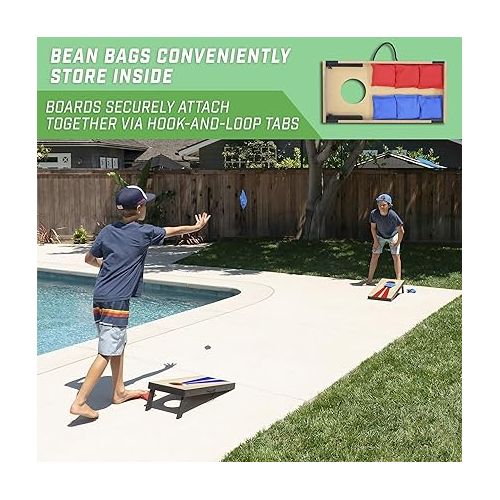  GoSports 2 ft x 1 ft Portable Size Cornhole Game Set with 6 Bean Bags - Great for Indoor & Outdoor Play (Choose Between Classic or Wood Designs)