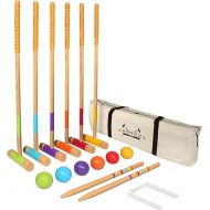 GoSports Six Player Croquet Set for Adults & Kids - Modern Wood Design - Choose Deluxe (35