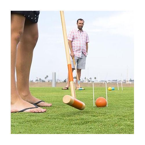  GoSports Six Player Croquet Set for Adults & Kids - Modern Wood Design - Choose Deluxe (35