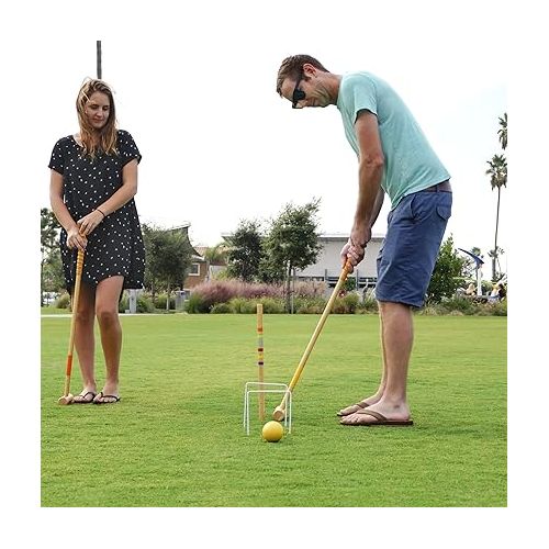  GoSports Six Player Croquet Set for Adults & Kids - Modern Wood Design - Choose Deluxe (35