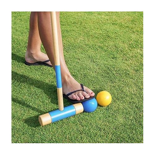  GoSports Six Player Croquet Set for Adults & Kids - Modern Wood Design - Choose Deluxe (35