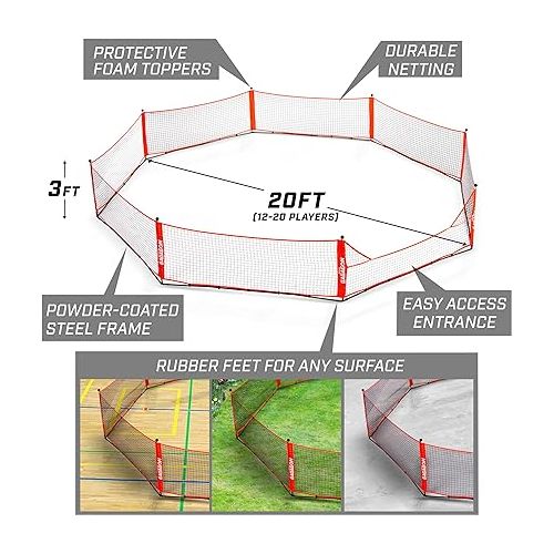  GoSports Gagagon Portable Gaga Ball Pit for Indoor or Outdoor Games; Choose from 10 ft, 15 ft, or 20 ft