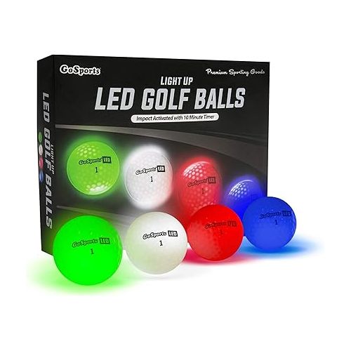  GoSports Light Up LED Golf Balls 12 Pack - Impact Activated with 10 Minute Timer