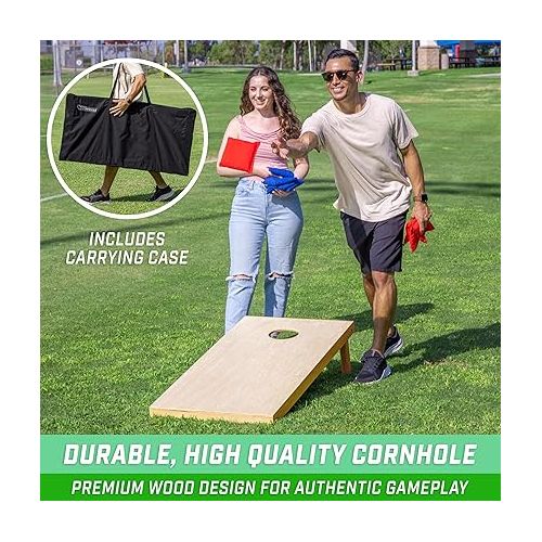  GoSports Solid Wood Premium Cornhole Set - Choose Between 4 Feet x 2 Feet or 3 Feet x 2 Feet Game Boards, Includes Set of 8 Corn Hole Toss Bags
