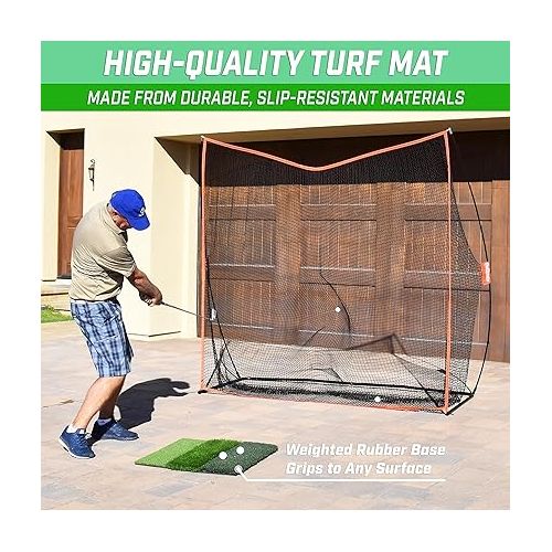  GoSports Tri-Turf XL Golf Practice Hitting Mat - Huge 24 Inch x 24 Inch for Optimal Practice