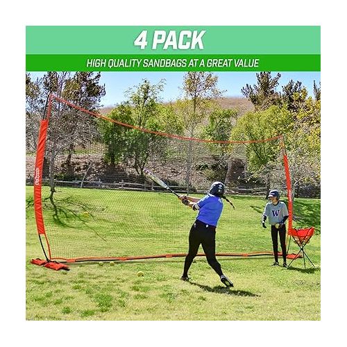  GoSports Sports Net Sandbags Set of 4 Weighted Anchors for Baseball Nets, Soccer Goals, Golf Nets, Football Nets, Hockey Nets and More