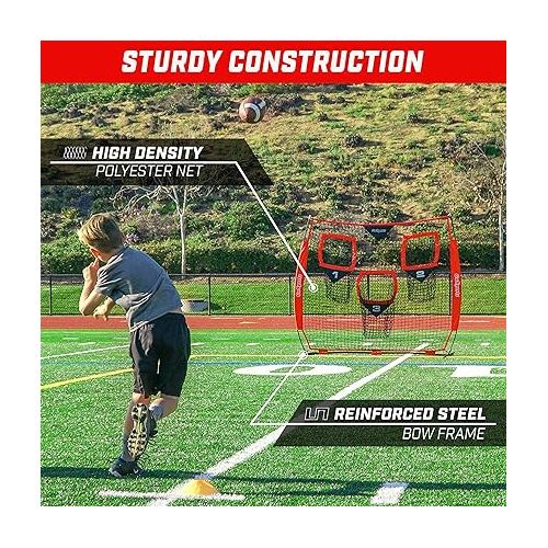  GoSports Football Throwing Net - 8 x 8 ft or 6 x 6 ft Nets - Choose Black or Red