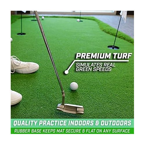  GoSports Golf Putting Green for Indoor & Outdoor Putting Practice - Choose 10ft x 5ft or 12ft x 5ft