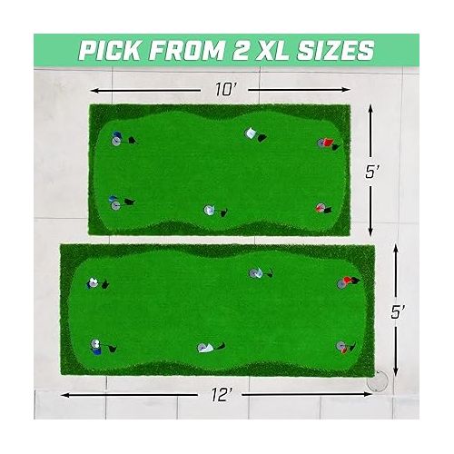  GoSports Golf Putting Green for Indoor & Outdoor Putting Practice - Choose 10ft x 5ft or 12ft x 5ft