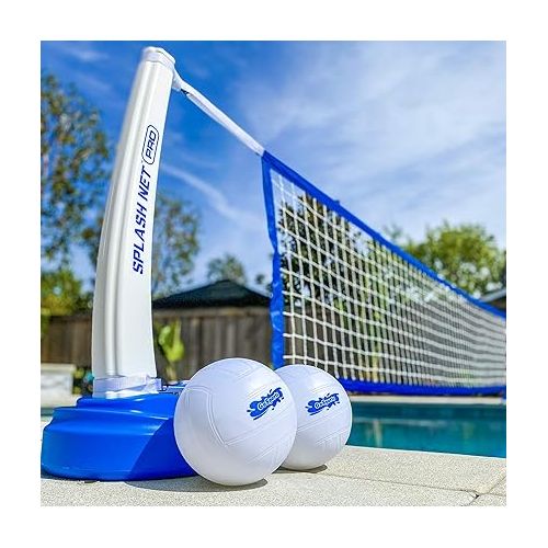  GoSports Splash Net PRO Pool Volleyball Net - Includes 2 Water Volleyballs and Pump - White, Red, or Blue