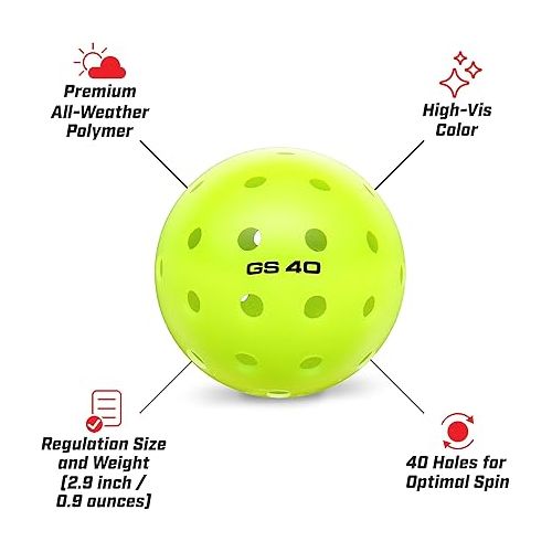  GoSports GS 40 Pickleball Balls - 12 or 36 Pack of Regulation USAPA Pickleballs