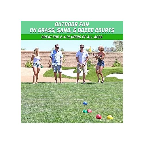  GoSports 90 mm Backyard Bocce Set with 8 Balls, Pallino, Case and Measuring Rope - Made from Premium Resin