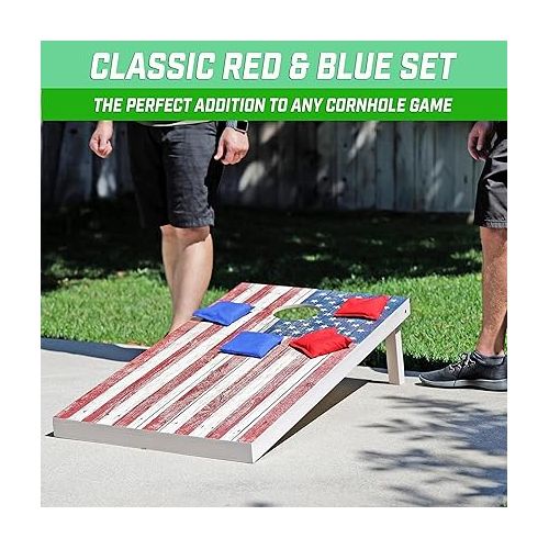  GoSports Official Regulation Cornhole Bean Bags Set (8 All Weather Bags) - America Stars and Stripes or Red and Blue - Choose Your Style
