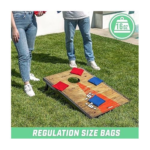  GoSports Official Regulation Cornhole Bean Bags Set (8 All Weather Bags) - America Stars and Stripes or Red and Blue - Choose Your Style