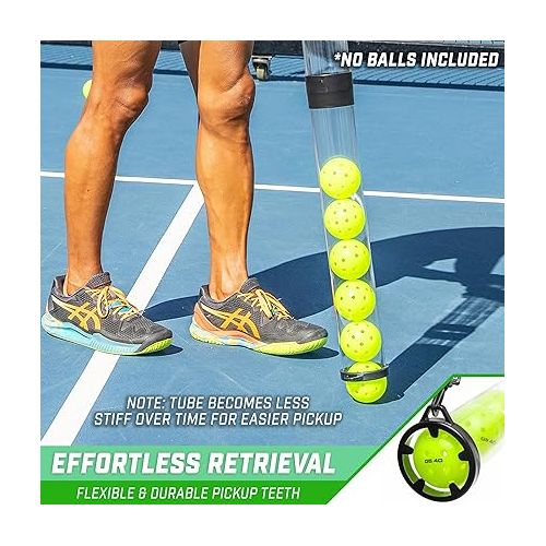  GoSports Pickleball & Tennis Pickup Tube - Ball Retreiver and Holder, Fits 14 Pickleballs or 17 Tennis Balls - No Balls Included