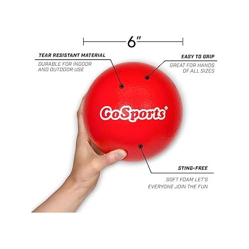  GoSports Soft Skin Foam Playground Dodgeballs - 6 Pack Set for Kids - Includes Mesh Carry Bag