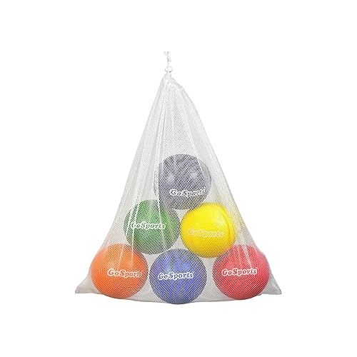  GoSports Soft Skin Foam Playground Dodgeballs - 6 Pack Set for Kids - Includes Mesh Carry Bag