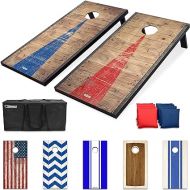 GoSports Classic Cornhole Set - Includes 8 Bean Bags, Travel Case and Game Rules (Choice of Style)