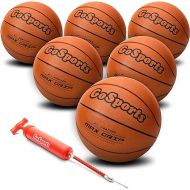 GoSports Indoor/Outdoor Rubber Basketballs - Six Pack of Size 6 or Size 7 Balls with Pump & Carrying Bag - Choose Your Size