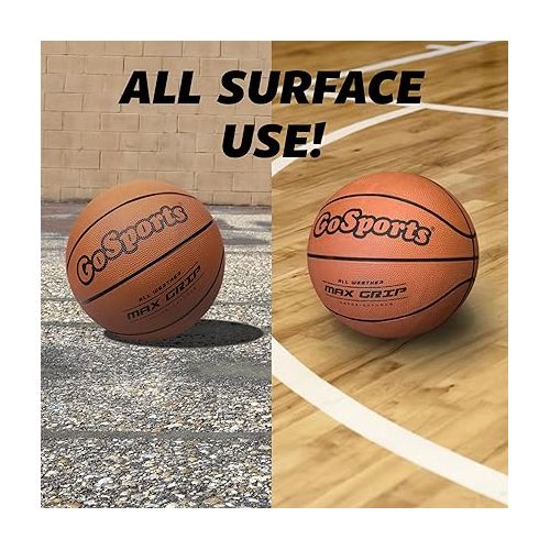  GoSports Indoor/Outdoor Rubber Basketballs - Six Pack of Size 6 or Size 7 Balls with Pump & Carrying Bag - Choose Your Size