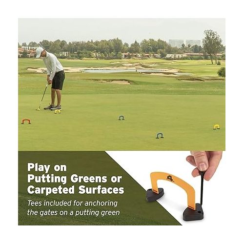  GoSports Putt-Thru Croquet Putting Game - Includes 9 Gates, 4 Golf Balls and Tote Bag - Play at Home, the Office or On the Green!