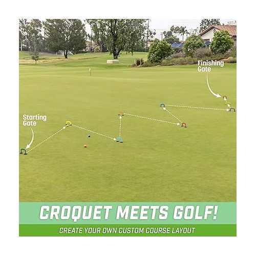  GoSports Putt-Thru Croquet Putting Game - Includes 9 Gates, 4 Golf Balls and Tote Bag - Play at Home, the Office or On the Green!