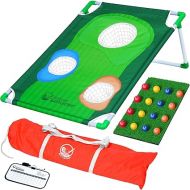 GoSports BattleChip Backyard Golf Cornhole Games - Includes Targets, Chipping Mats, Foam Golf Balls, Scorecard and Carry Case
