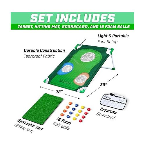  GoSports BattleChip Backyard Golf Cornhole Games - Includes Targets, Chipping Mats, Foam Golf Balls, Scorecard and Carry Case