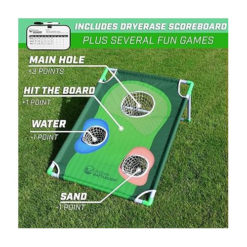  GoSports BattleChip Backyard Golf Cornhole Games - Includes Targets, Chipping Mats, Foam Golf Balls, Scorecard and Carry Case