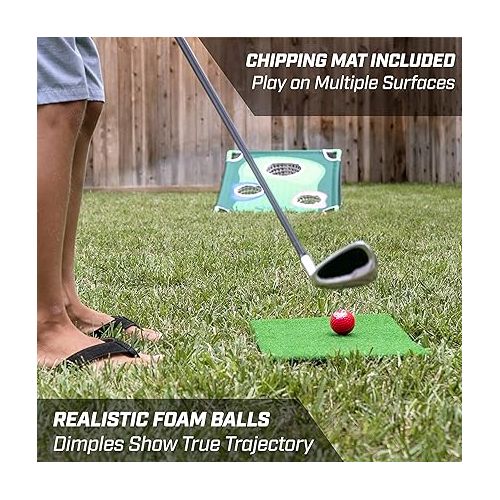  GoSports BattleChip Backyard Golf Cornhole Games - Includes Targets, Chipping Mats, Foam Golf Balls, Scorecard and Carry Case