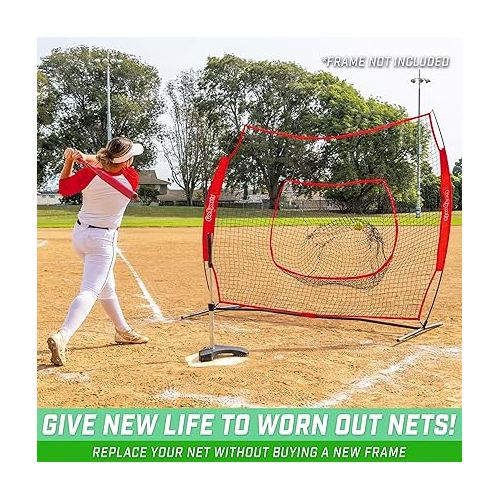  GoSports Team Tone Replacement 7' x 7' Baseball/Softball Net - Compatible with GoSports Brand 7 ft x 7 ft Baseball Net - Frame Not Included - Choose Your Color