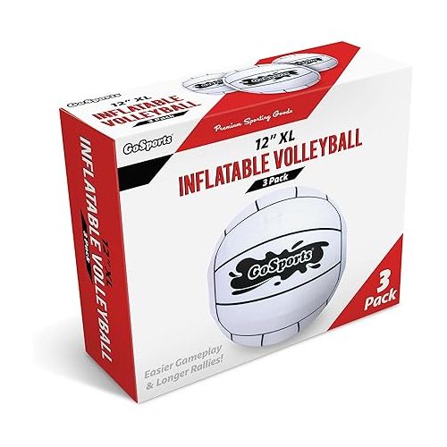  GoSports 12 Inch XL Inflatable Volleyball, 3 Pack - Easier Rallies on an Epic Scale for All Skill Levels