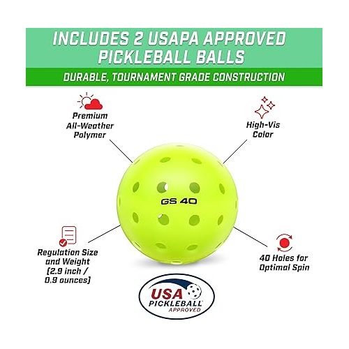  GoSports GS1 Pickleball Paddles - USAPA Approved Fiberglass Pickleball Paddles - Single, 2 Pack, or 4 Pack