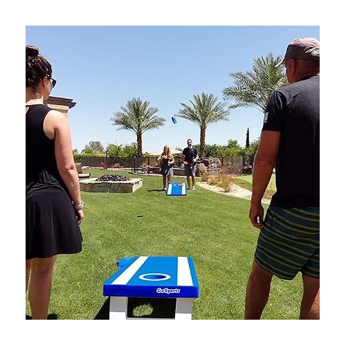  GoSports 4 ft x 2 ft All Weather Cornhole Game Set - Includes 8 Bean Bags & Game Rules (Choose Between American Flag, Red, and Blue Designs)