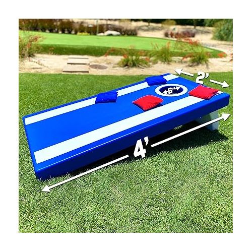  GoSports 4 ft x 2 ft All Weather Cornhole Game Set - Includes 8 Bean Bags & Game Rules (Choose Between American Flag, Red, and Blue Designs)